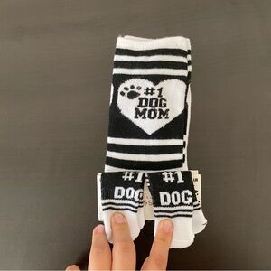 Matching #1 Dog Mom/#1 Dog Black and White Socks